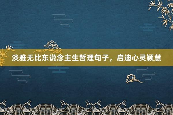 淡雅无比东说念主生哲理句子，启迪心灵颖慧